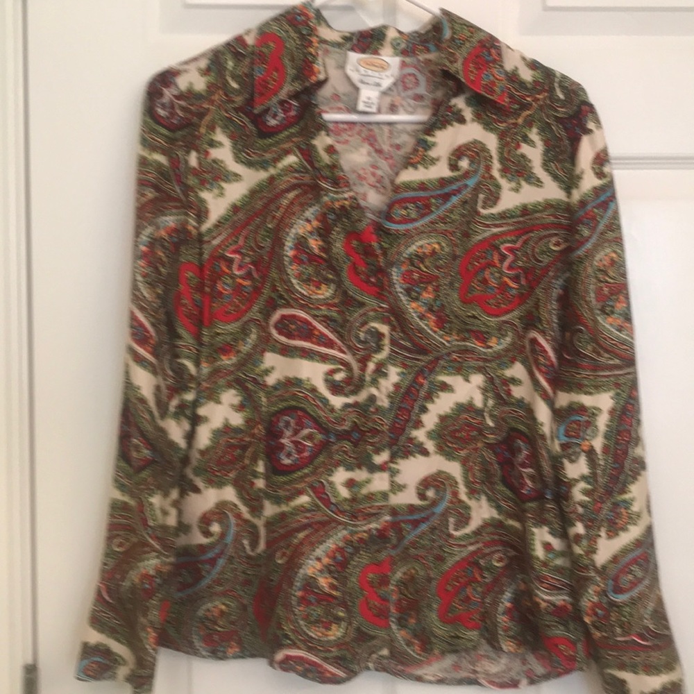 TALBOTS Blouse Multi-color Sz 10P Pre-owned